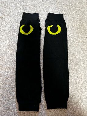 Black Arm Warmers with Yellow Crescent Detail